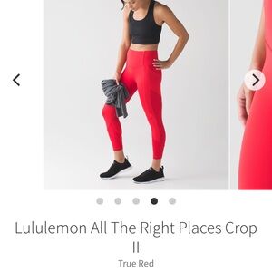 Lululemon athletica all the right places ii red crop leggings